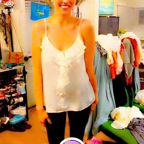 White Ruffled Camisole Top - Picture 1 of 5